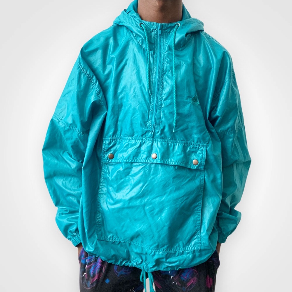 IZOD Windbreaker Pullover Jacket Turquoise - Small/Medium
